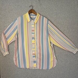 Vintage Da-Rue California Women's 16 Button Down Blouse Pastel Stripes Paper Tag